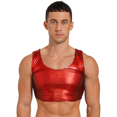 a sexy man in red Liquid Mercury Micro Metallic Vest - pridevoyageshop.com - gay men’s harness, lingerie and fetish wear