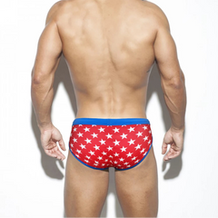 a sexy man in red Men's All-American Swim Briefs - pridevoyageshop.com - gay men’s thongs, boxers, briefs and jockstraps