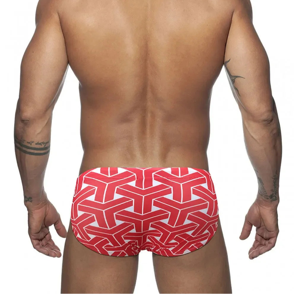 a sexy man in red Men’s Brickhouse Booty Swim Briefs - pridevoyageshop.com - gay men’s sexy swim briefs, trunks, board shorts, and bikinis