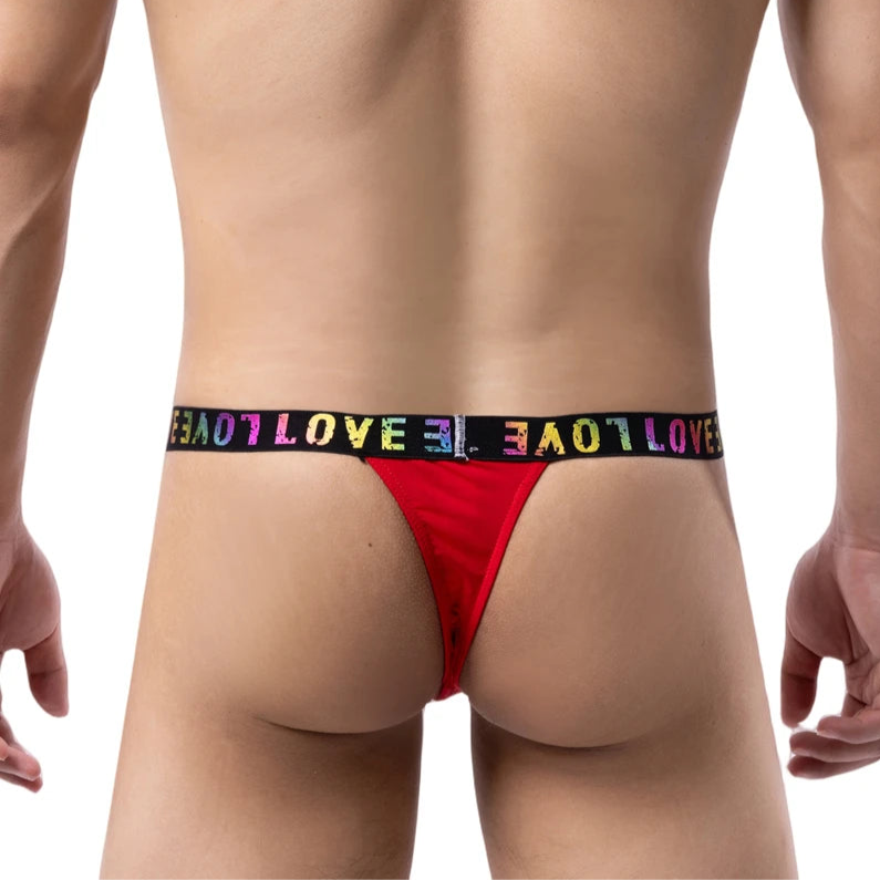 a sexy man in red Men’s Fierce Love Pride Thong - pridevoyageshop.com - gay men’s thongs, boxers, briefs and jockstraps