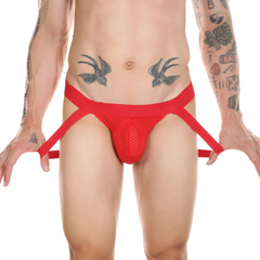 a sexy man in red Men’s Hoop Bandage Harness Jockstrap Men’s Hoop Bandage Harness Jockstrap - pridevoyageshop.com - gay men’s thongs, boxers, briefs and jockstraps