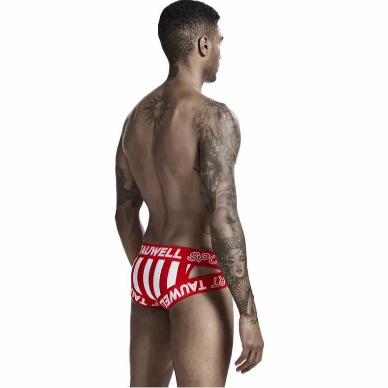 a sexy man in red Men’s TAUWELL Striped Jock Briefs - pridevoyageshop.com - gay men’s thongs, boxers, briefs and jockstraps