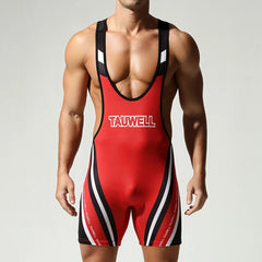a sexy man in red Men’s Trophy Boy Racing Stripe Singlet – pridevoyageshop.com – gay men’s harness, lingerie and fetish wear