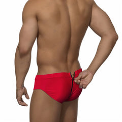 a sexy man in red Men's Unzip Me Daddy Swim Briefs - pridevoyageshop.com - gay men’s sexy swim briefs, trunks, board shorts, and bikinis