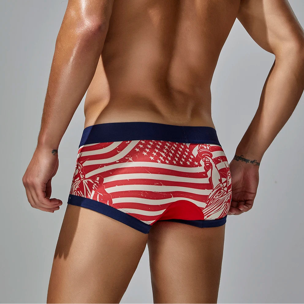 a sexy man in red SEOBEAN Stars and Stripes Boxer Briefs - pridevoyageshop.com - gay men’s thongs, boxers, briefs and jockstraps