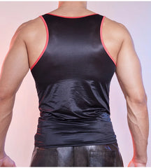 a sexy man in red trim Men’s Serving Décolleté Tank - pridevoyageshop.com - gay men’s harness, lingerie and fetish wear