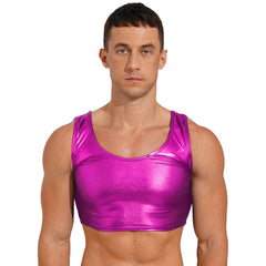 a sexy man in rose Liquid Mercury Micro Metallic Vest - pridevoyageshop.com - gay men’s harness, lingerie and fetish wear