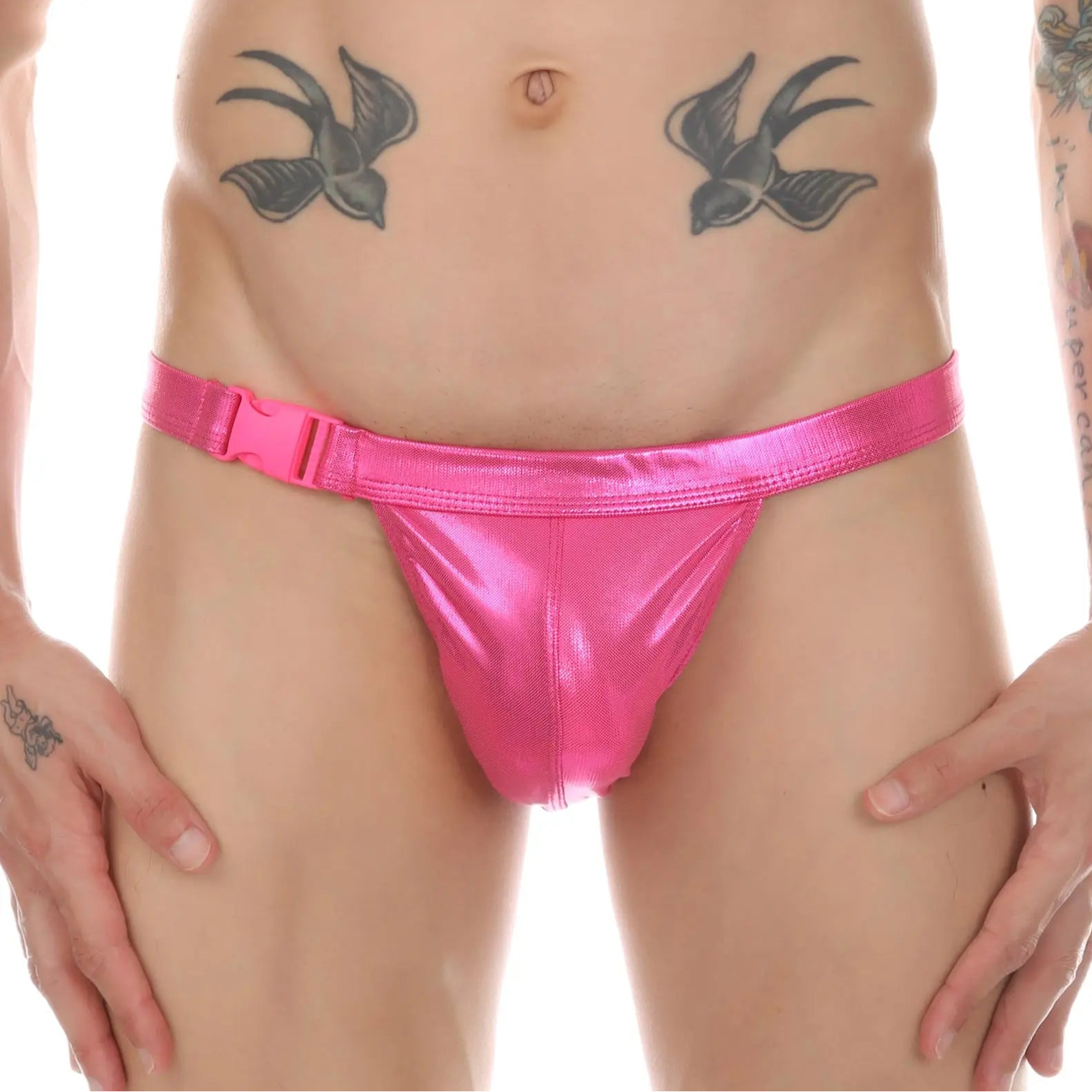 a sexy man in rose red Men’s Buck Me Swim Briefs - pridevoyageshop.com - gay men’s sexy swim briefs, trunks, board shorts, and bikinis