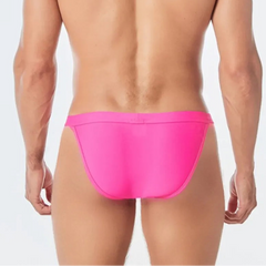 a sexy man in rose red Men’s Thigh High Rider Swim Briefs - pridevoyageshop.com - gay men’s sexy swim briefs, trunks, board shorts, and bikinis