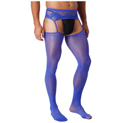 a sexy man in royal blue Club Darling Garter Hose - pridevoyageshop.com - gay men’s harness, lingerie and fetish wear