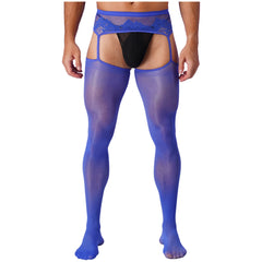 a sexy man in royal blue Club Darling Garter Hose - pridevoyageshop.com - gay men’s harness, lingerie and fetish wear