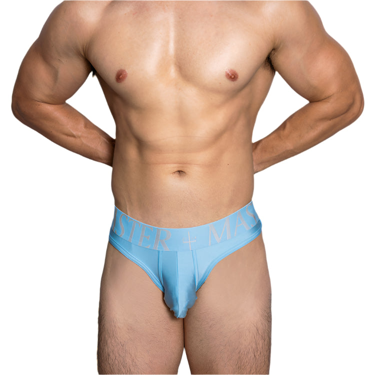 a sexy man in sky blue DM Men’s Master Glossy Thong - pridevoyageshop.com - gay men’s thongs, boxers, briefs and jockstraps