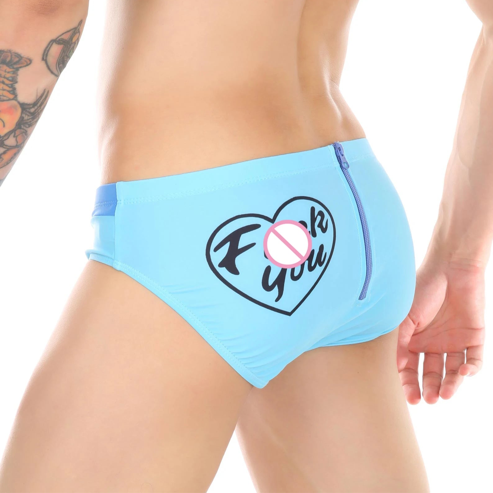 a sexy man in sky blue Men’s Backdoor Signal Swim Briefs - pridevoyageshop.com - gay men’s sexy swim briefs, trunks, board shorts, and bikinis