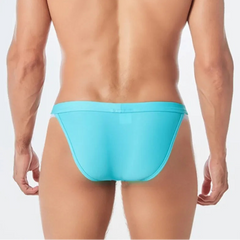 a sexy man in sky blue Men’s Thigh High Rider Swim Briefs - pridevoyageshop.com - gay men’s sexy swim briefs, trunks, board shorts, and bikinis
