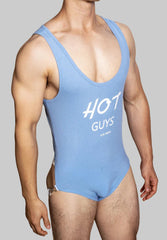 a sexy man in sky blue The Label Jock-Back Bodysuit – pridevoyageshop.com – gay men’s harness, lingerie and fetish wear