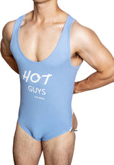 a sexy man in sky blue The Label Jock-Back Bodysuit – pridevoyageshop.com – gay men’s harness, lingerie and fetish wear