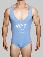 a sexy man in sky blue The Label Jock-Back Bodysuit – pridevoyageshop.com – gay men’s harness, lingerie and fetish wear
