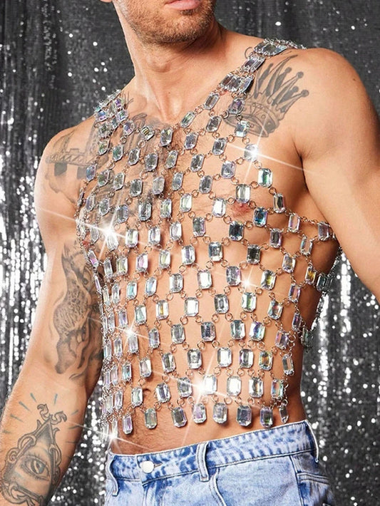 a sexy man in top Men’s Diamond Starlight Chain Tank – pridevoyageshop.com – gay men’s harness, lingerie and fetish wear