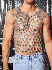 a sexy man in top Men’s Diamond Starlight Chain Tank – pridevoyageshop.com – gay men’s harness, lingerie and fetish wear
