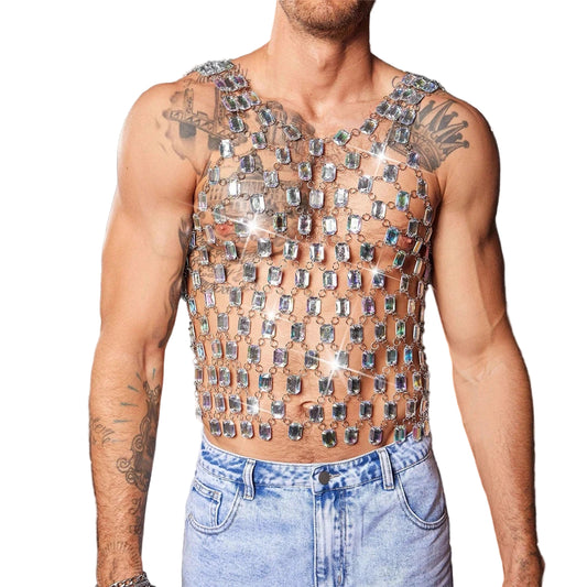 a sexy man in top Men’s Diamond Starlight Chain Tank – pridevoyageshop.com – gay men’s harness, lingerie and fetish wear