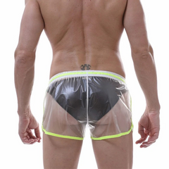 a sexy man in transparent Men’s Beach Shock Transparent Sheer Swim Trunks – pridevoyageshop.com – gay men’s sexy swim briefs, trunks, board shorts, and bikinis