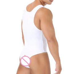 a sexy man in white Backroom Basic Body Tank - pridevoyageshop.com - gay men’s harness, lingerie and fetish wear