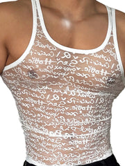 a sexy man in white Boys Story Mesh Tank – pridevoyageshopcom – gay mens clubwear mesh tanks crop tops fashion tops partywear activewear