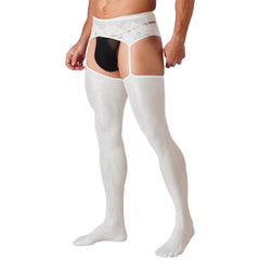 a sexy man in white Club Darling Garter Hose - pridevoyageshop.com - gay men’s harness, lingerie and fetish wear