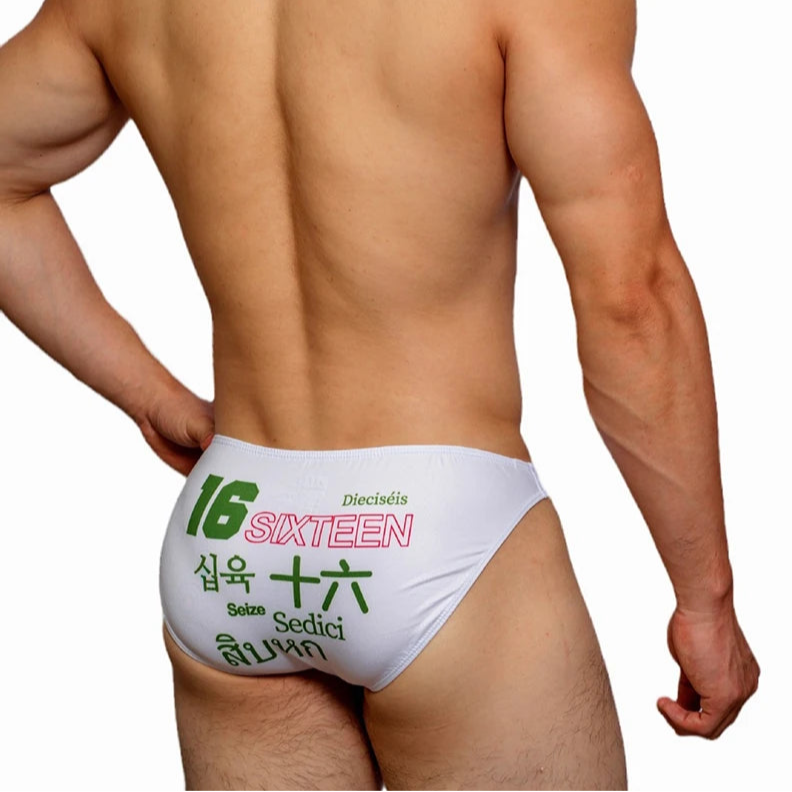 a sexy man in white DM Men’s 16 Play Hard Bikini - pridevoyageshop.com - gay men’s thongs, boxers, briefs and jockstraps