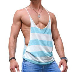 a sexy man in white Daddys DeepCut Stringer Tanks – pridevoyageshopcom – gay mens clubwear mesh tanks crop tops fashion tops partywear activewear