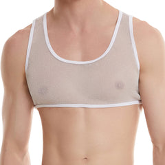 a sexy man in white Fire Island Flicker Micro Crop - pridevoyageshop.com - gay men’s harness, lingerie and fetish wear