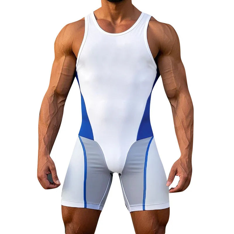 a sexy man in white Ground Zero Geo-Panel Singlet – pridevoyageshop.com – gay men’s harness, lingerie and fetish wear