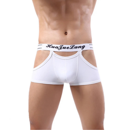 a sexy man in white Hollow Tease Cutout Boxer Briefs - pridevoyageshop.com - gay men’s thongs, boxers, briefs and jockstraps