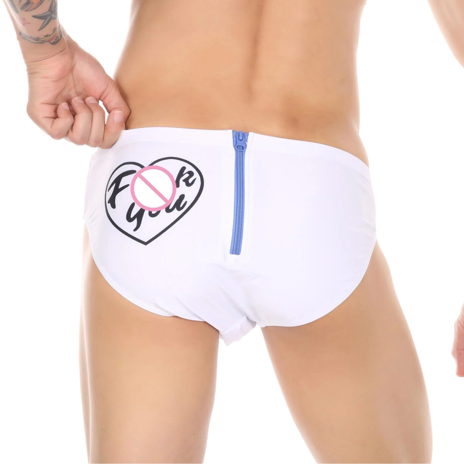 a sexy man in white Men’s Backdoor Signal Swim Briefs - pridevoyageshop.com - gay men’s sexy swim briefs, trunks, board shorts, and bikinis