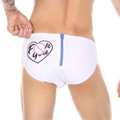 a sexy man in white Men’s Backdoor Signal Swim Briefs - pridevoyageshop.com - gay men’s sexy swim briefs, trunks, board shorts, and bikinis