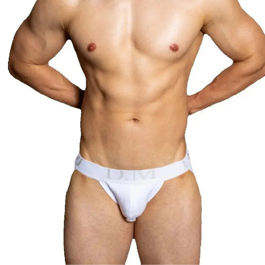 a sexy man in white Men’s D.M. Dom Jockstrap - pridevoyageshop.com - gay men’s thongs, boxers, briefs and jockstraps