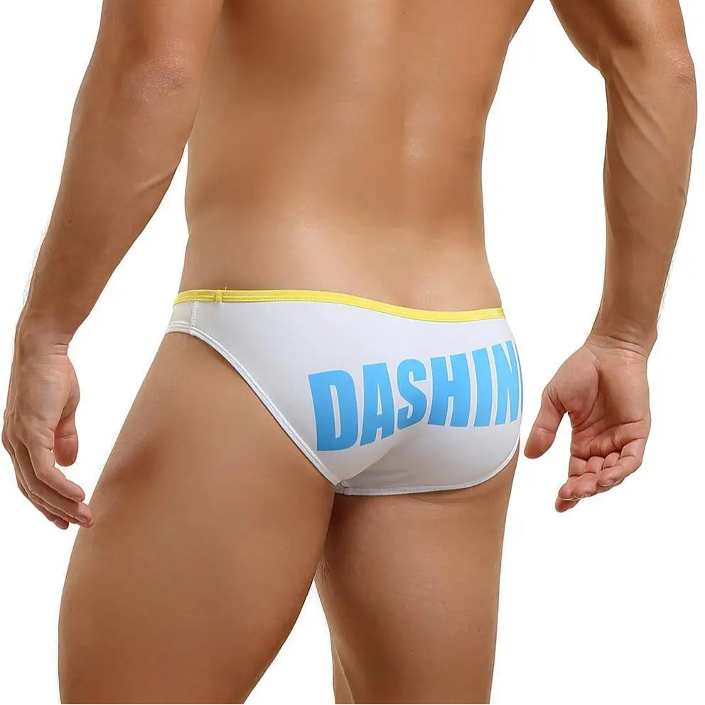 a sexy man in white Men’s Dockside Bulge Swim Briefs - pridevoyageshop.com - gay men’s sexy swim briefs, trunks, board shorts, and bikinis