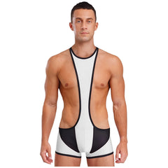 a sexy man in white Men’s Glimpse Cutout Mesh Singlet – pridevoyageshop.com – gay men’s harness, lingerie and fetish wear