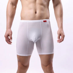 a sexy man in white Men's Glory Big Pouch Waffle-Knit Long Boxers - pridevoyageshop.com - gay men’s thongs, boxers, briefs and jockstraps