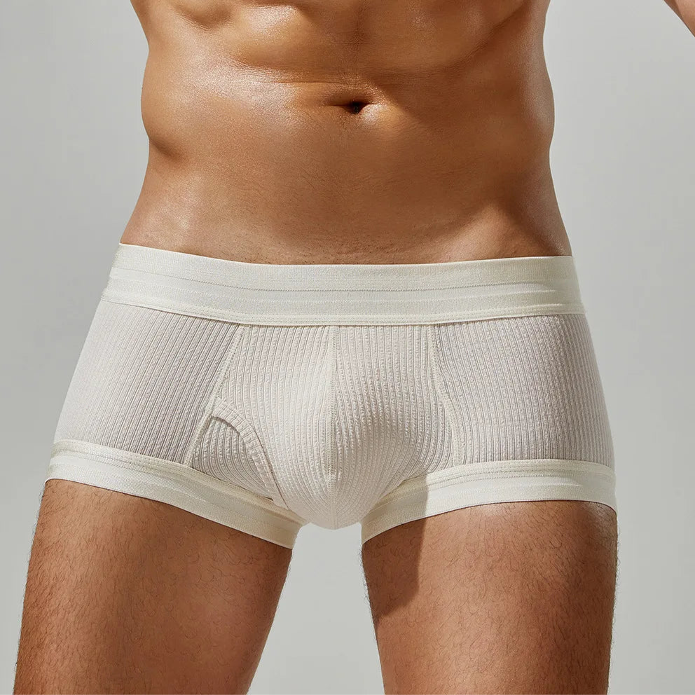 a sexy man in white Men’s Hard & Proud Ribbed Trunks - pridevoyageshop.com - gay men’s thongs, boxers, briefs and jockstraps