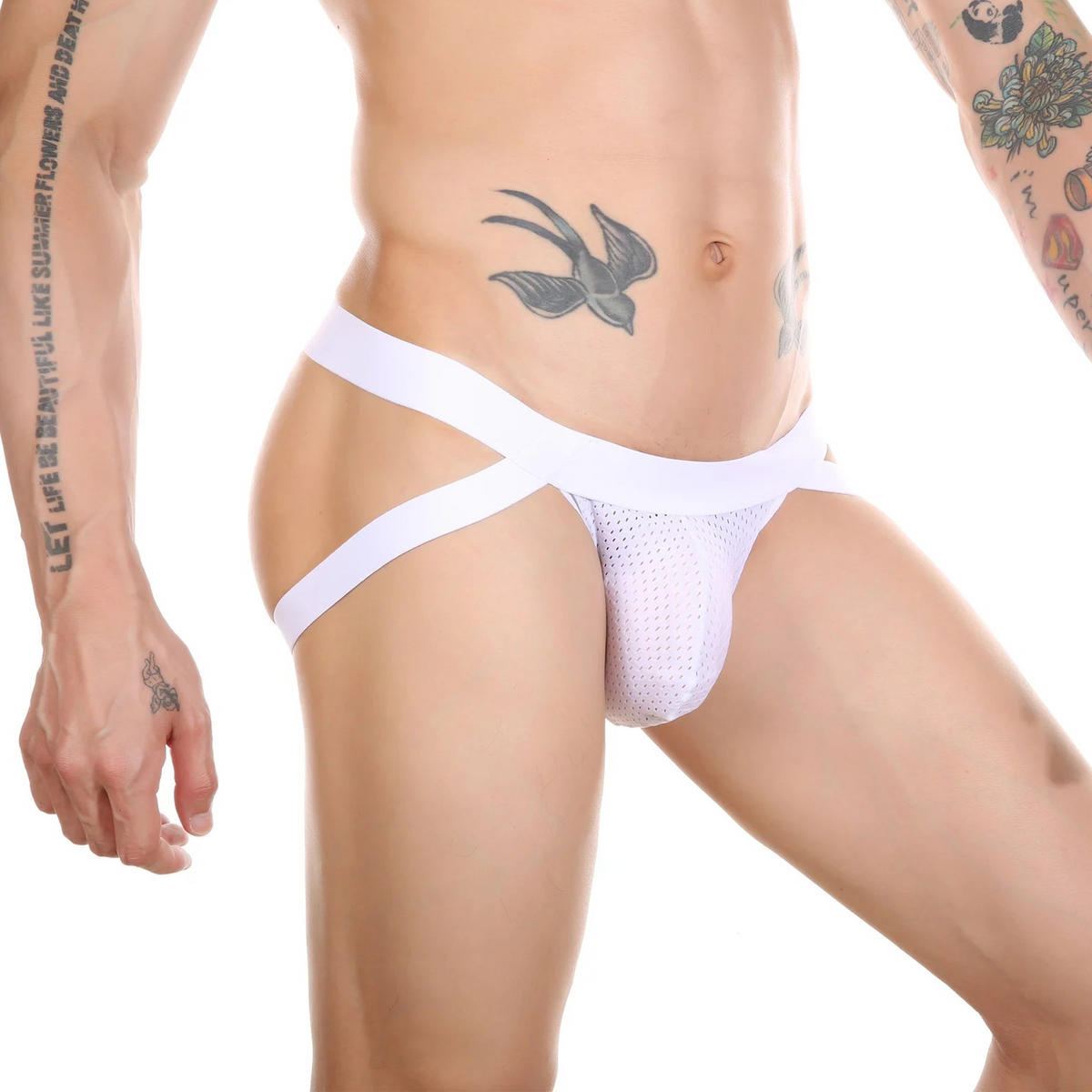 a sexy man in white Men’s Hoop Bandage Harness Jockstrap Men’s Hoop Bandage Harness Jockstrap - pridevoyageshop.com - gay men’s thongs, boxers, briefs and jockstraps