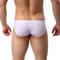 a sexy man in white Men’s Jock Strut Swim Briefs - pridevoyageshop.com - gay men’s sexy swim briefs, trunks, board shorts, and bikinis