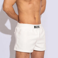 a sexy man in white Men’s Night Shift Fleece Lounge Shorts – pridevoyageshop.com – gay men’s sexy swim briefs, trunks, board shorts, and bikinis