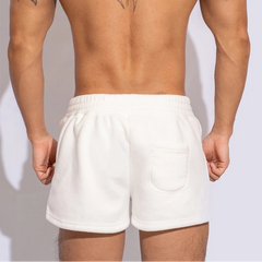 a sexy man in white Men’s Night Shift Fleece Lounge Shorts – pridevoyageshop.com – gay men’s sexy swim briefs, trunks, board shorts, and bikinis