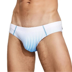 a sexy man in white Men’s Spank Me Dotty Swim Briefs - pridevoyageshop.com - gay men’s sexy swim briefs, trunks, board shorts, and bikinis