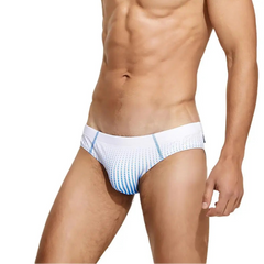 a sexy man in white Men’s Spank Me Dotty Swim Briefs - pridevoyageshop.com - gay men’s sexy swim briefs, trunks, board shorts, and bikinis