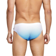 a sexy man in white Men’s Spank Me Dotty Swim Briefs - pridevoyageshop.com - gay men’s sexy swim briefs, trunks, board shorts, and bikinis