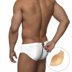 a sexy man in white Men's Unzip Me Daddy Swim Briefs - pridevoyageshop.com - gay men’s sexy swim briefs, trunks, board shorts, and bikinis