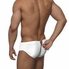 a sexy man in white Men's Unzip Me Daddy Swim Briefs - pridevoyageshop.com - gay men’s sexy swim briefs, trunks, board shorts, and bikinis