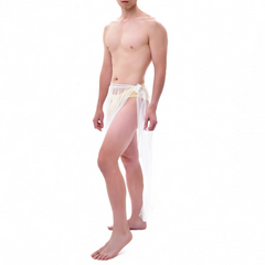 a sexy man in white Men’s Whisper Sheer Sarong – pridevoyageshop.com – gay men’s sexy swim briefs, trunks, board shorts, and bikinis